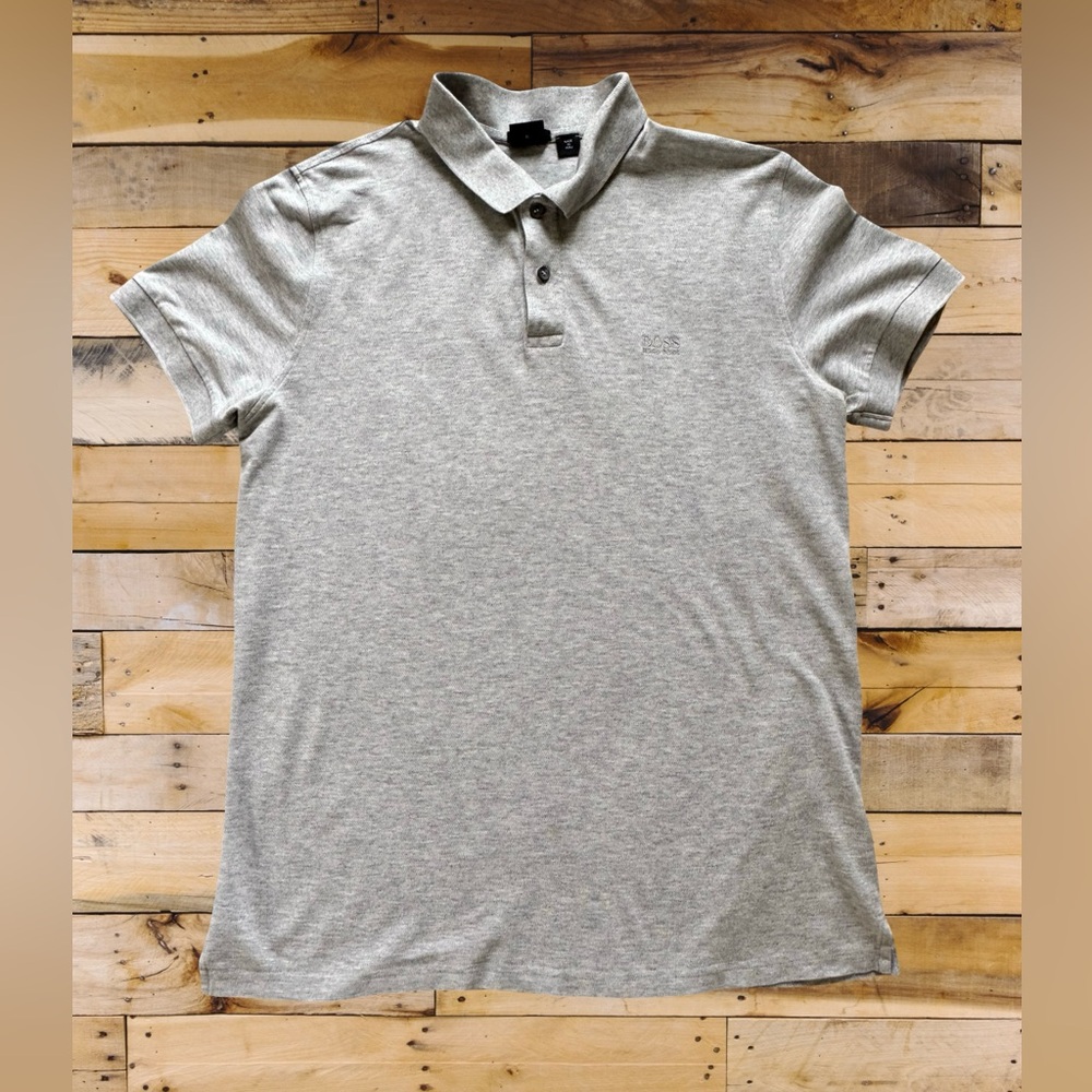 Hugo Boss / Men's Heather Gray Classic Style Polo Shirt / Size XL